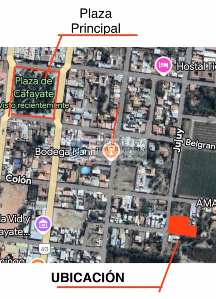 3 LOTES EN VENTA EN CAFAYATE EN PLENO CENTRO (2.440 M2) EXCELENTE PARA DESARROLLO TURISTICO